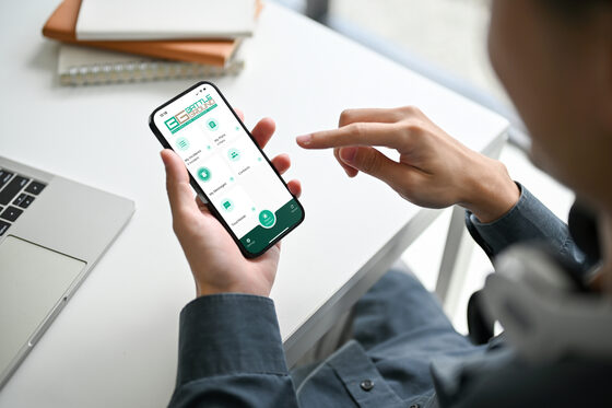 Mobile app in hand